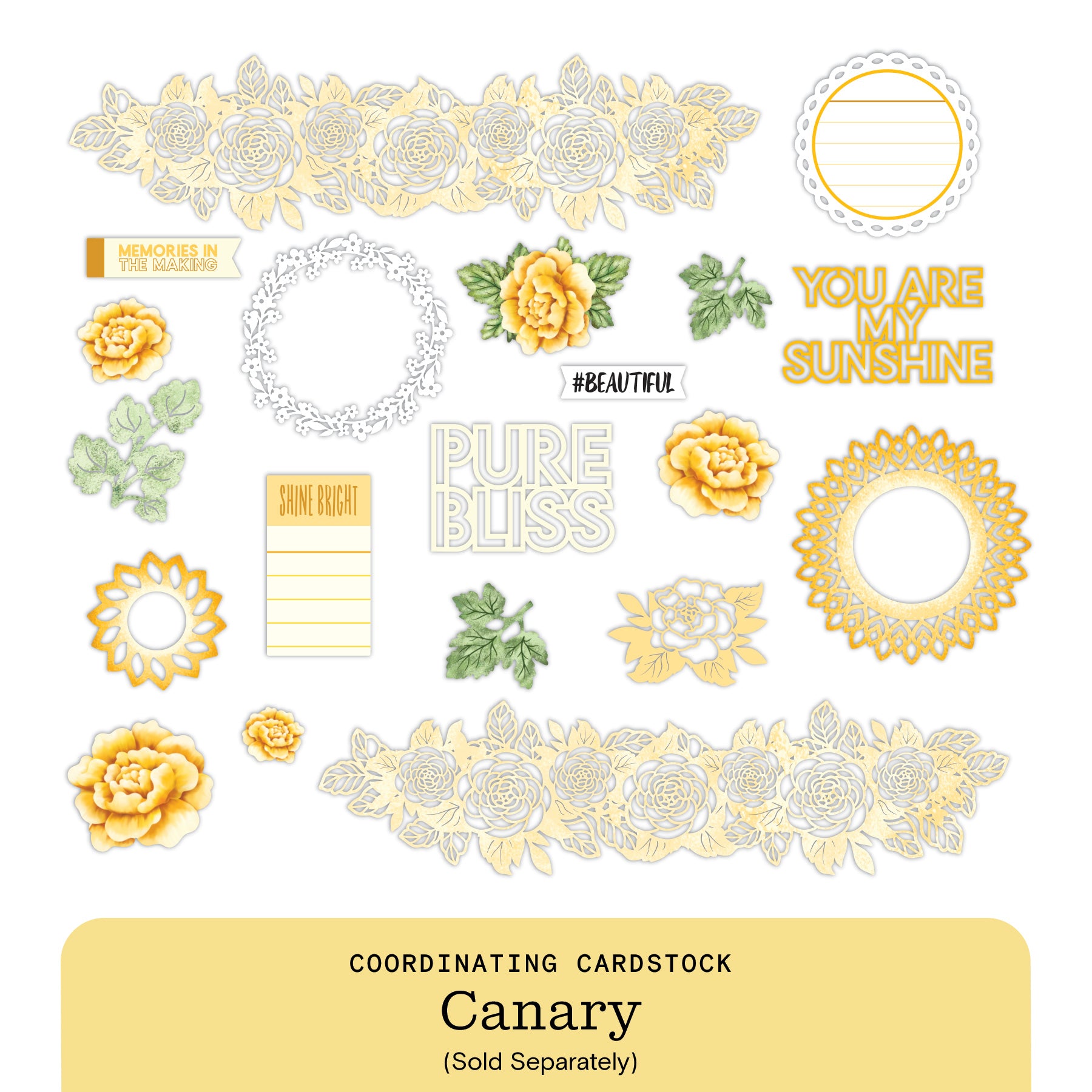 Vivid Melodies 2 Embellishments (20/pk) - Canary - Creative Memories