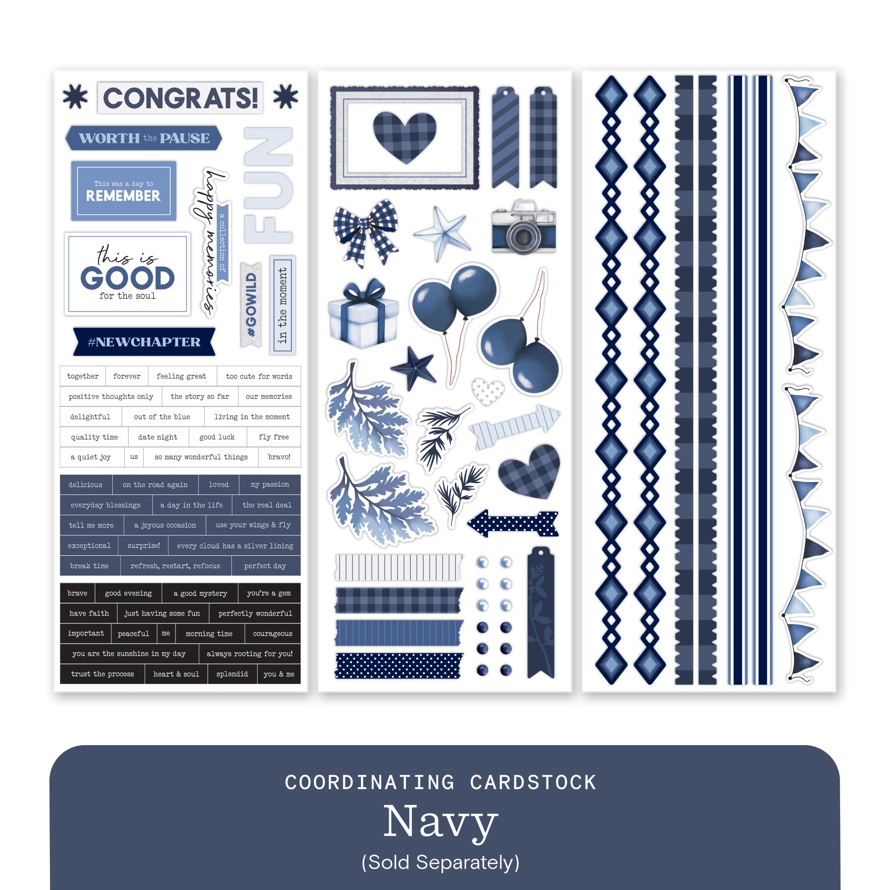 Vivid Melodies 2 Stickers (3/pk) - Navy - Creative Memories