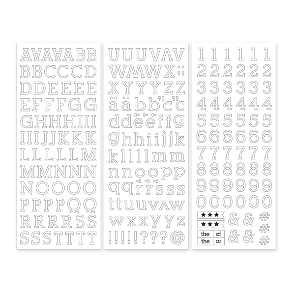 White Serif ABC/123 Letter Stickers (3/pk) - Creative Memories