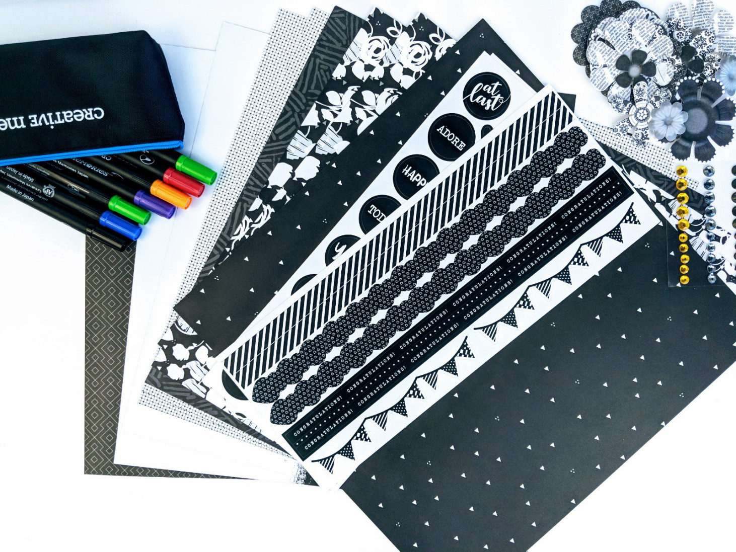 Dual-Tip-Pens-Black-White-Scrapbook-Layout-Creative-Memories