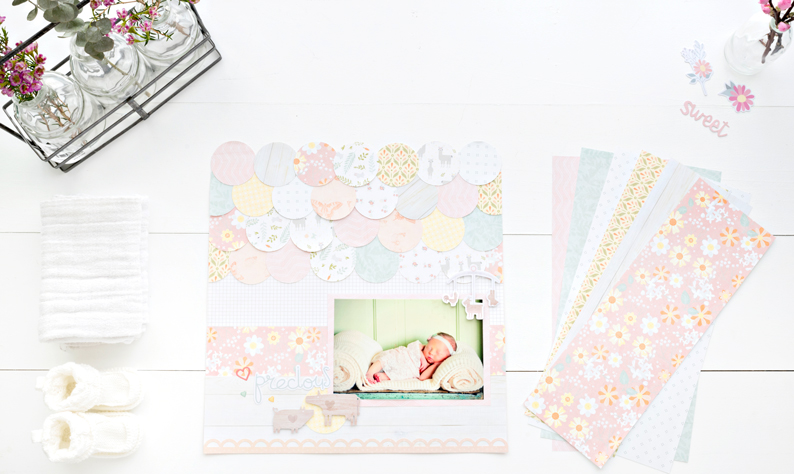 Baby Girl Scrapbook Layout Using the Custom Cutting System