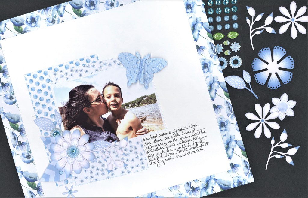 Day-at-the-Beach Mix & Match Blue Scrapbook Layout