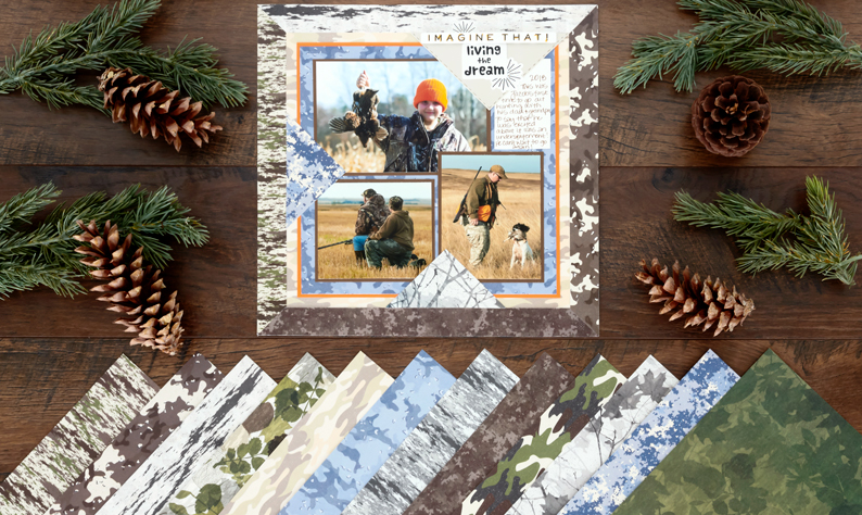 Hide Cute Photos in Plain Sight with this Camouflage Scrapbook Layout