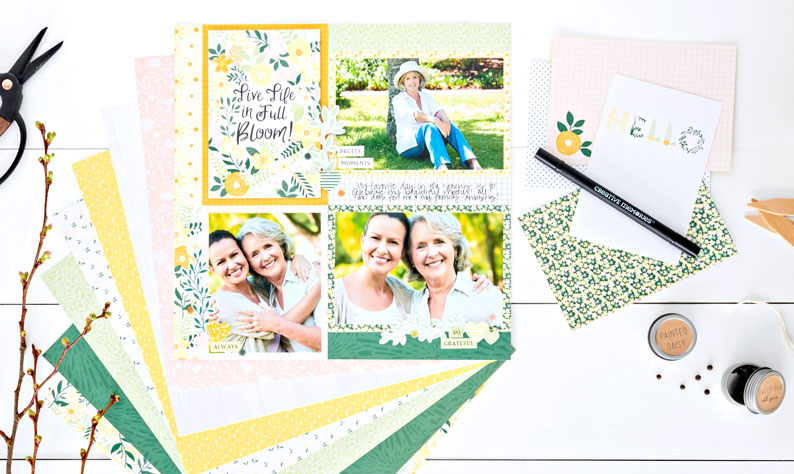 Live Life In Full Bloom with this Spring Scrapbook Layout