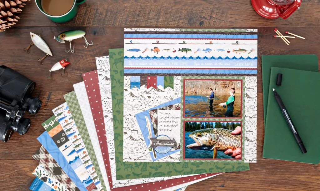Go Fishing for Adventure with this Explorer Outdoor Scrapbook Layout