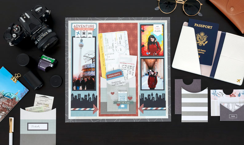 Showcase Your Memorabilia with this Travel Scrapbook Layout