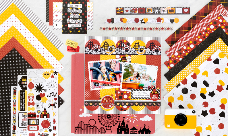 Buckle Up for a Wild Creative Ride with this Theme Park Scrapbook Layout