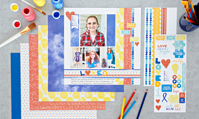 Shine Brightly with this Autism Awareness Scrapbook Layout