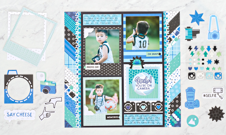 Photo Ops Will Pop With This Camera Scrapbook Layout