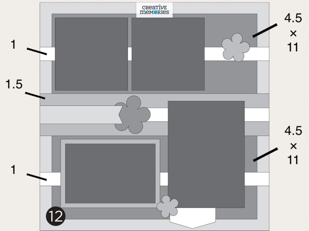 Gray tonal one-page sketch with guideline measurements.