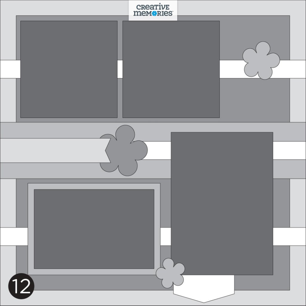 One-page gray tonal sketch with four photos and three horizontal borders.