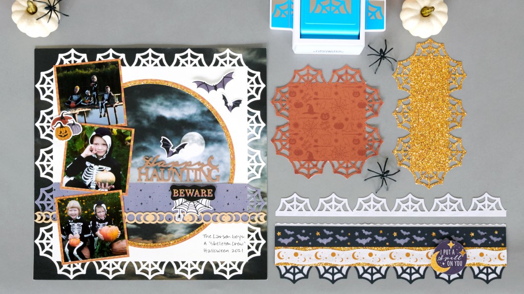 Spin Together Spooky Sensations: Halloween Scrapbook Layout And Halloween Borders