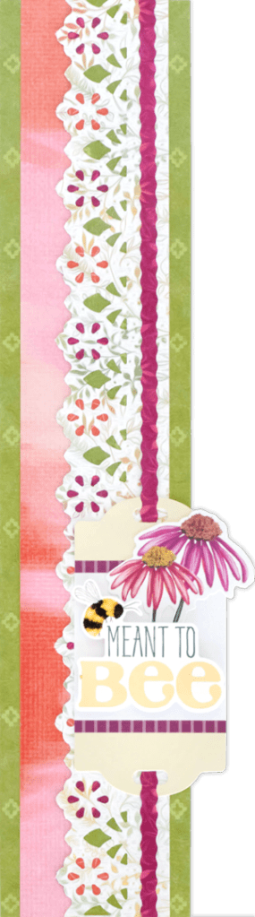 Vertical spring scrapbooking border with a floral cutout punch and stickers.