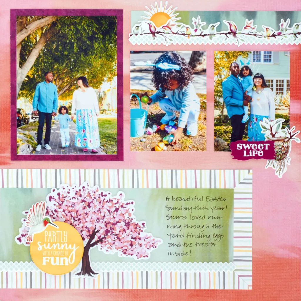 Spring scrapbook layout.