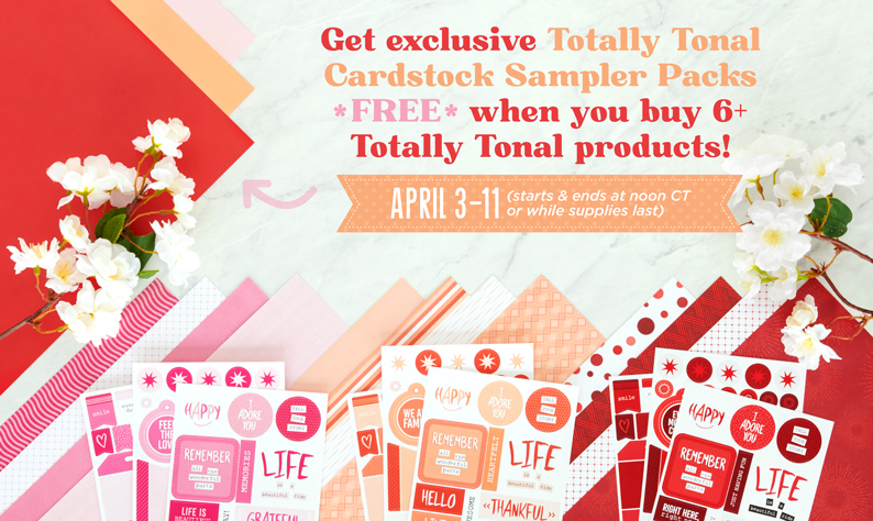 Get exclusive Totally Tonal Cardstock Sampler Packs free when you buy six or more Totally Tonal products from April 3-11.
