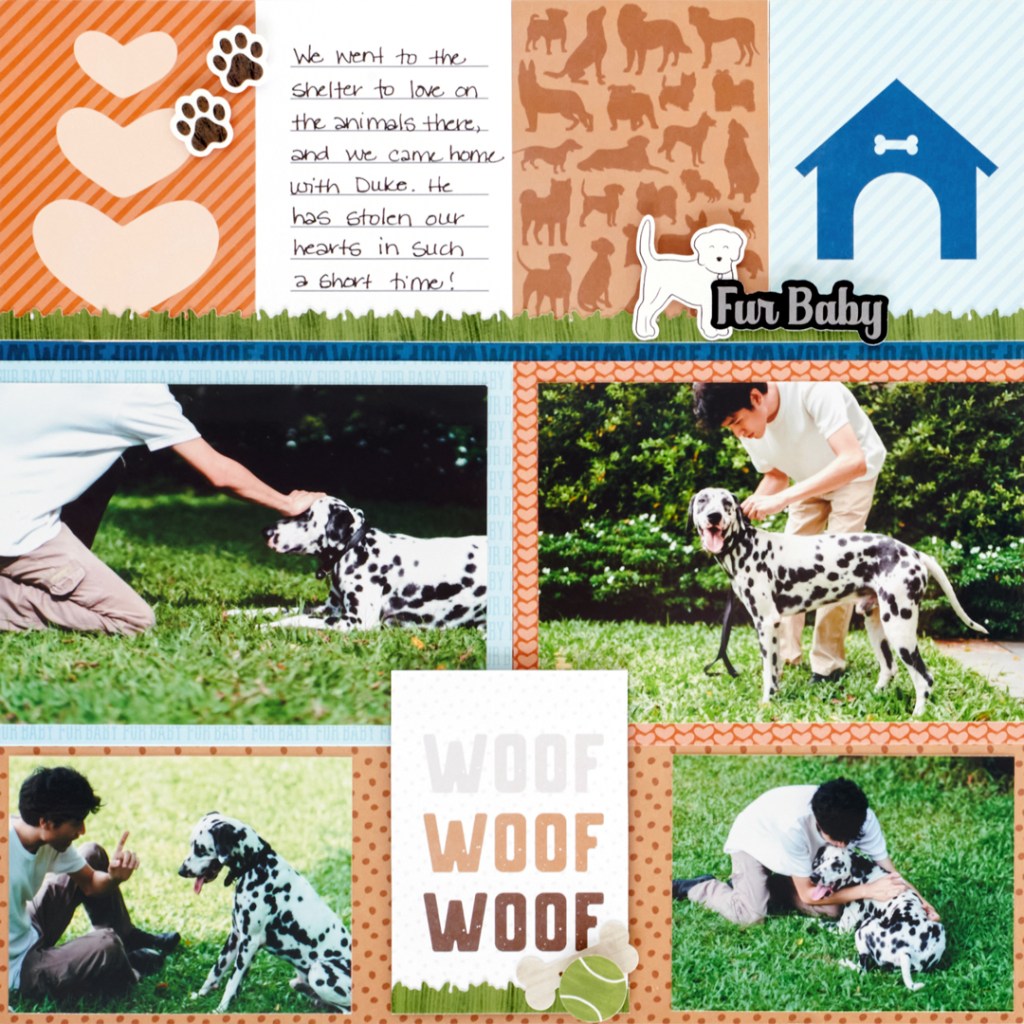 Dog-themed scrapbook layout.