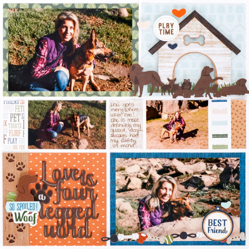 Dog-themed scrapbook layout.