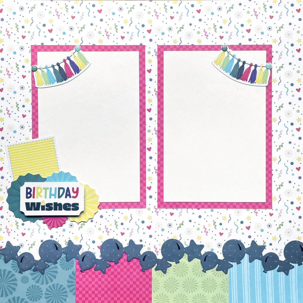 Birthday-themed one-page scrapbook layout.