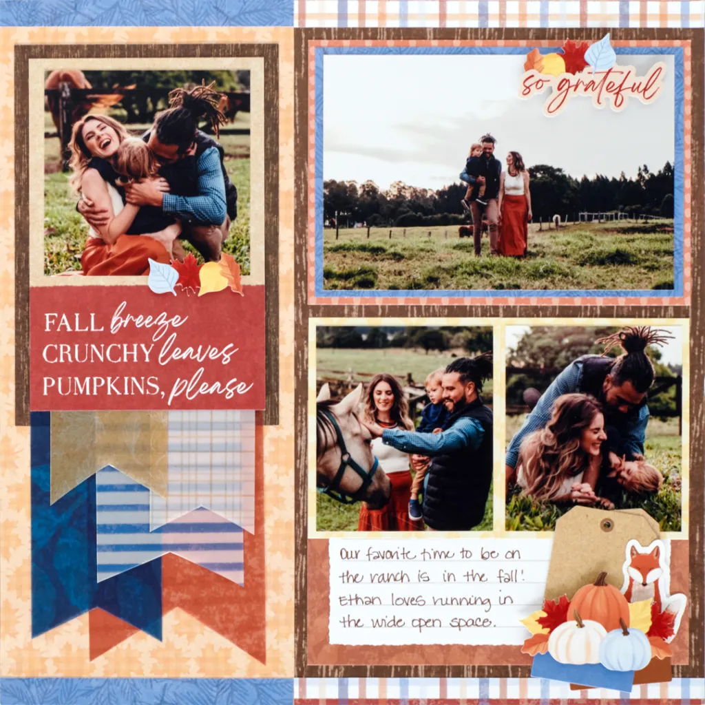 Fall-themed scrapbook layout.