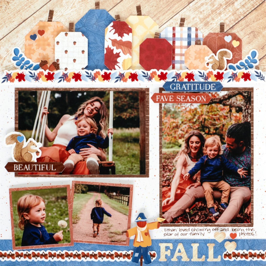 Fall-themed scrapbook layout.