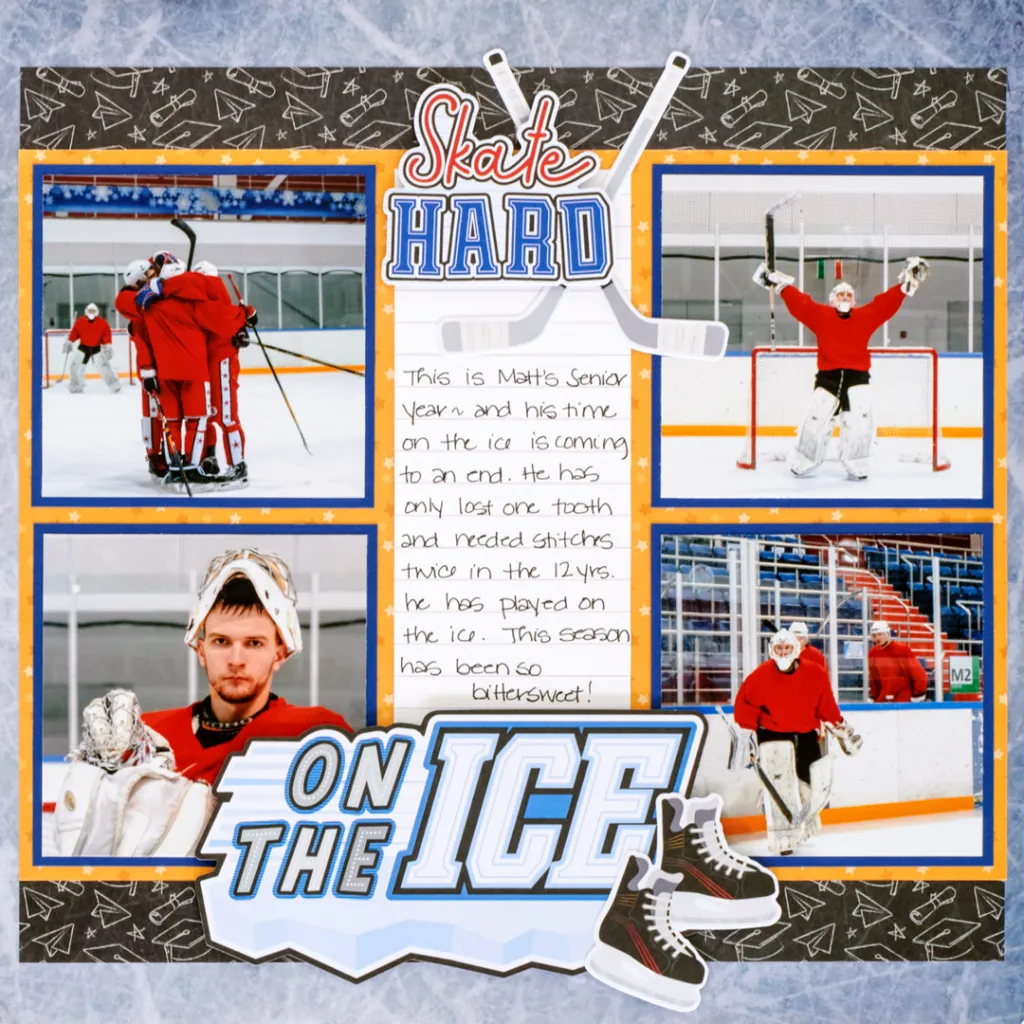 Hockey scrapbook layout.