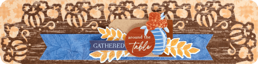 Fall-themed scrapbooking border with layered stickers and pumpkin punch frame.