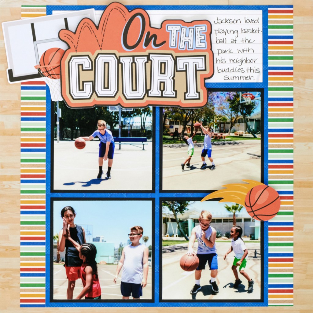 Basketball scrapbook layout.