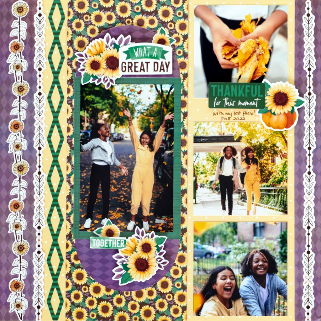 Fall-themed scrapbooking layout.