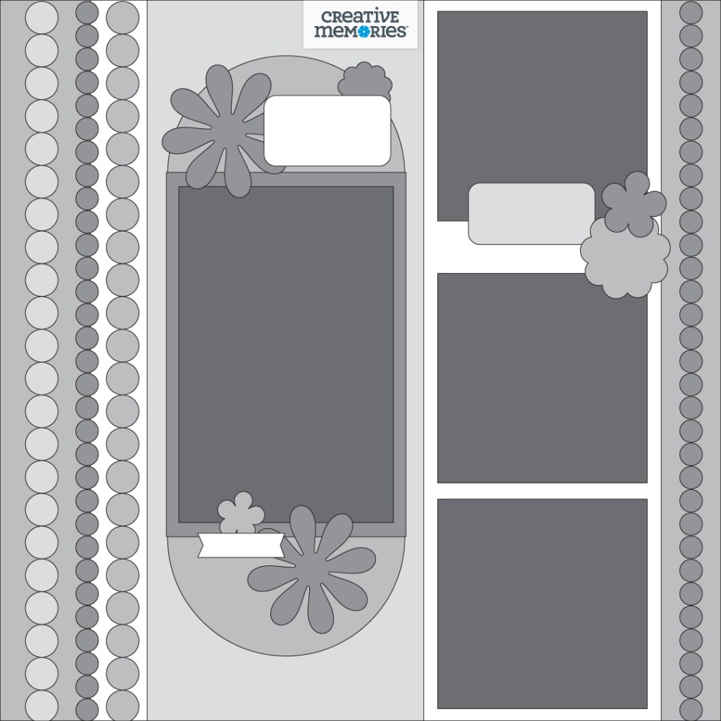 One-page gray tonal scrapbooking sketch.