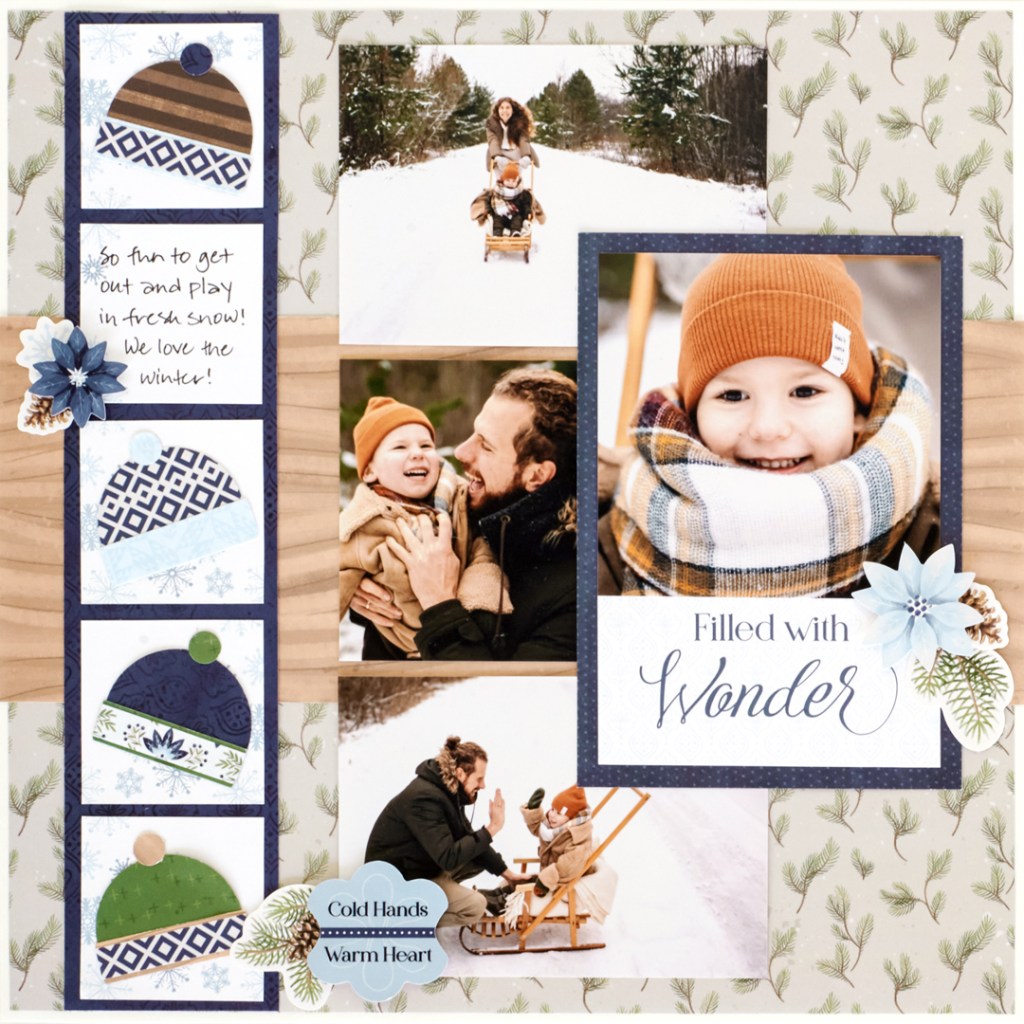 Winter scrapbook layout.