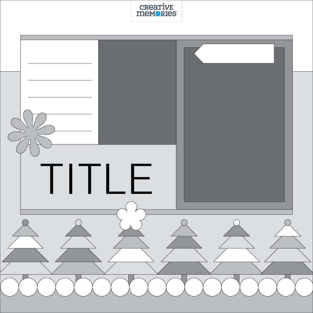 Gray tonal one-page scrapbooking sketch.