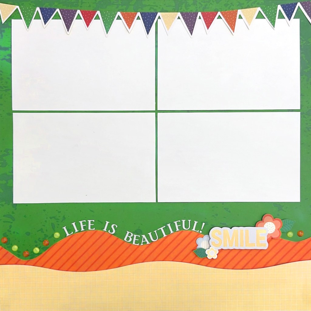 Rainbow scrapbook layout.