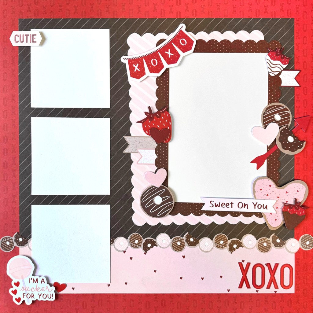 Valentine's Day themed scrapbooking layout.