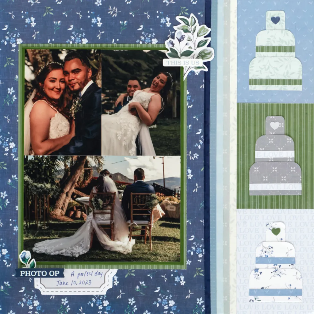 Wedding scrapbook layout.
