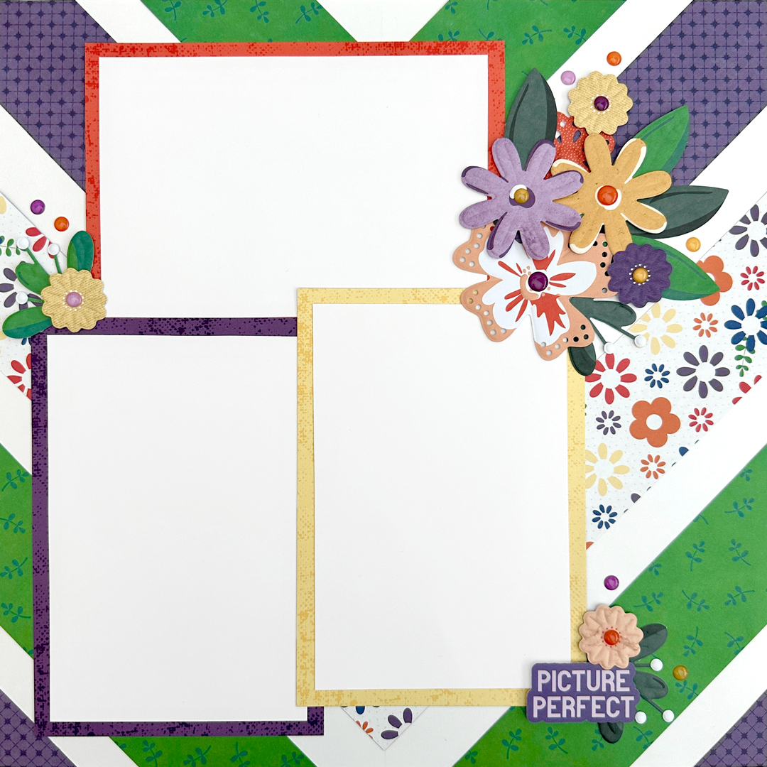 Rainbow scrapbook layout.