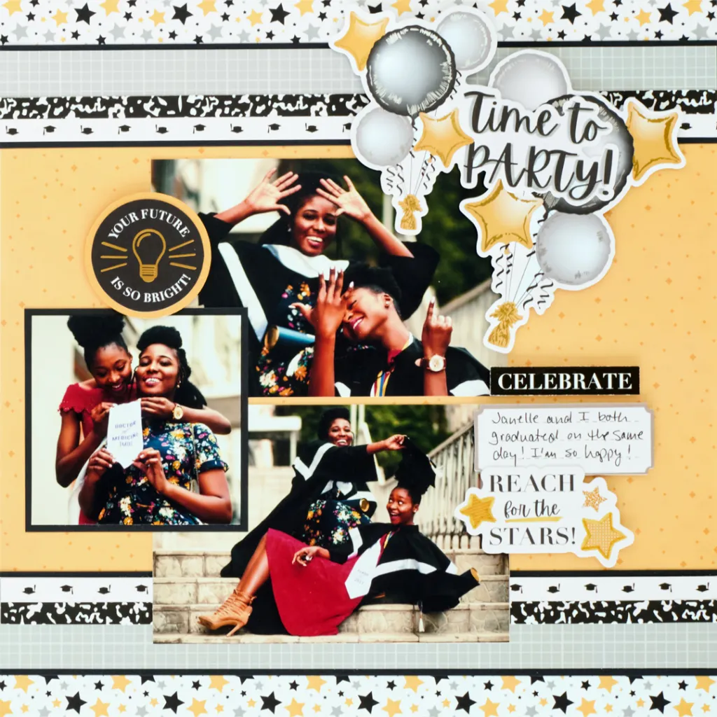 Graduation scrapbook layout.