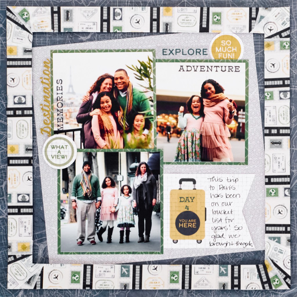 Travel scrapbook layout.