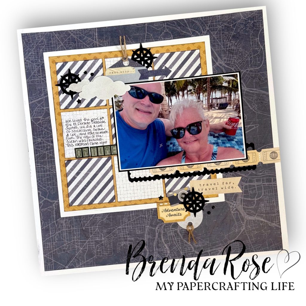 Travel scrapbook layout by Brenda Rose.