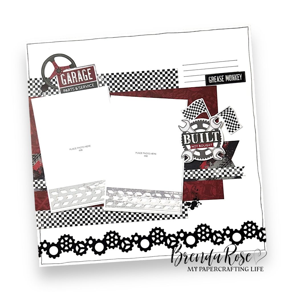 Motorsports themed scrapbook layout by Brenda Rose.