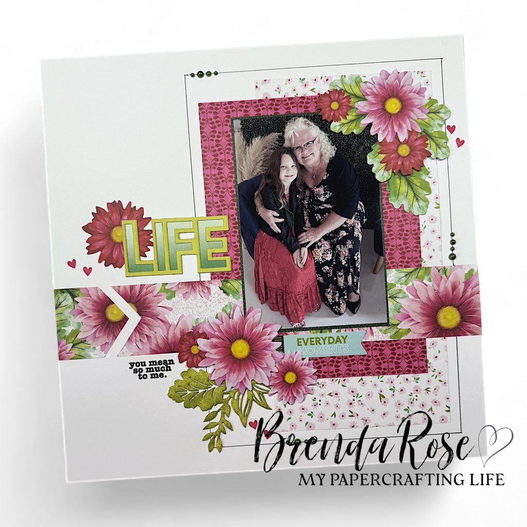 Pink scrapbook layout by Brenda Rose.
