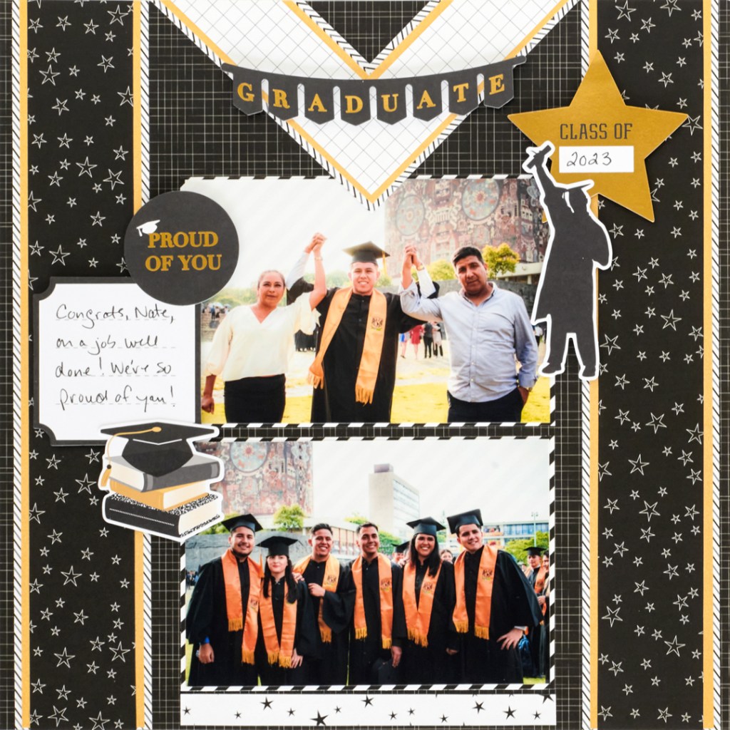 Graduation scrapbook layout.