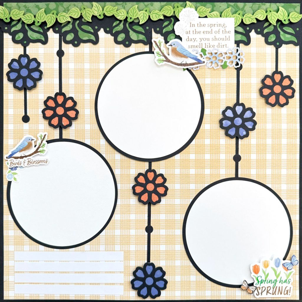 Spring-themed scrapbooking layout.