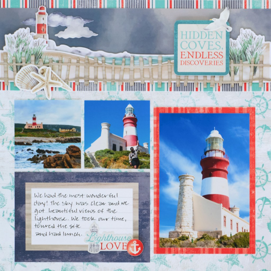 Coastal scrapbook layout.