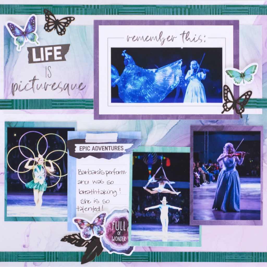 Alochol-ink scrapbooking layout perfect for everyday photos.