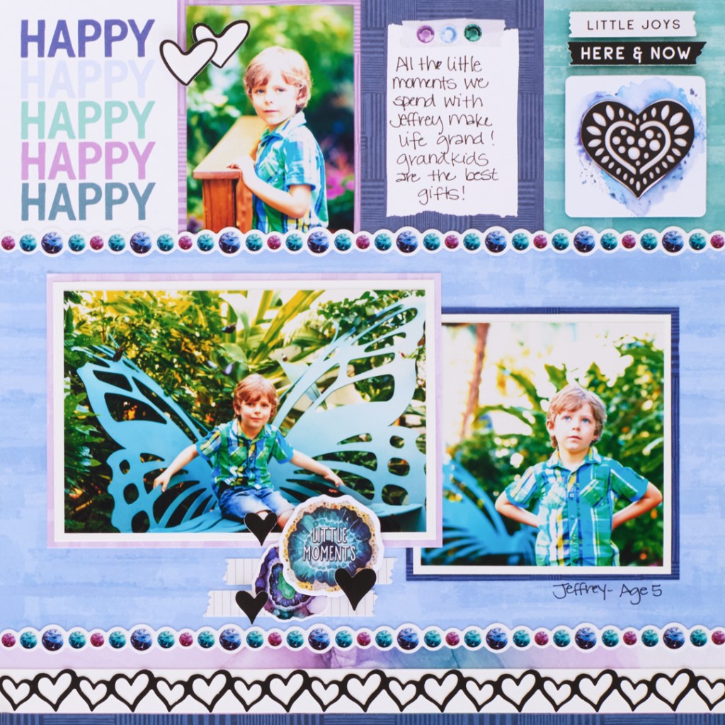 Everyday alcohol ink scrapbooking layout.