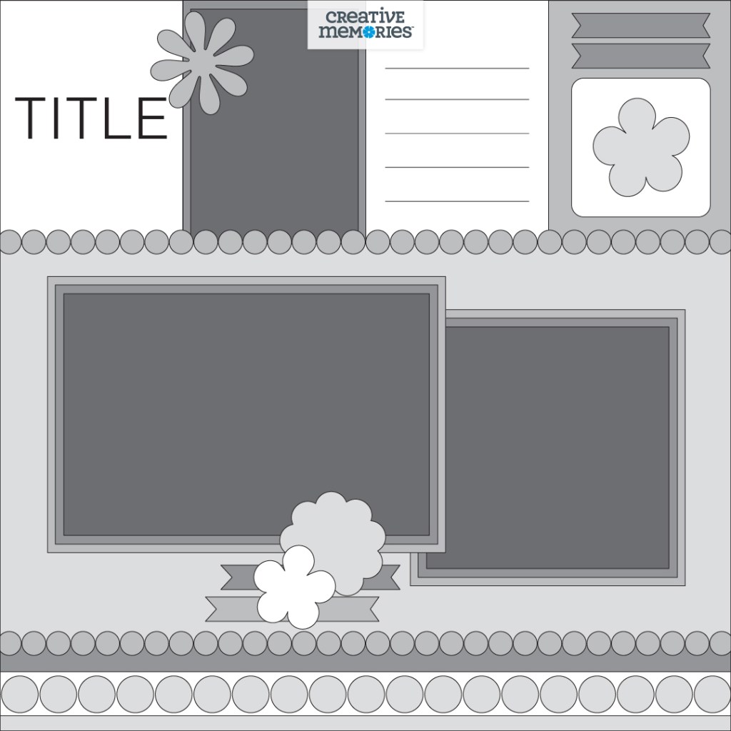 Gray tonal scrapbooking sketch.