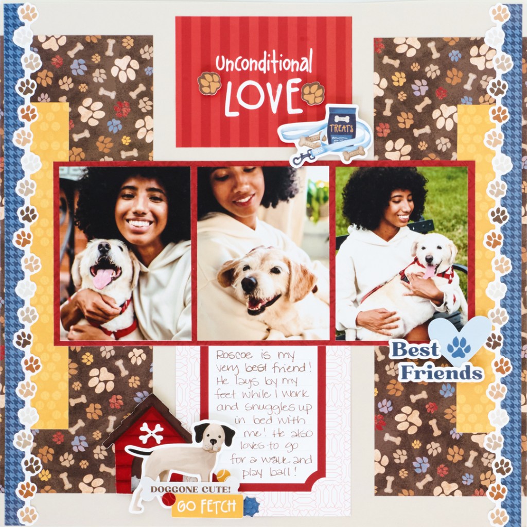 Dog themed scrapbook layout.