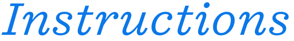 Text image displaying the word 'Instructions' in a blue, stylized font.