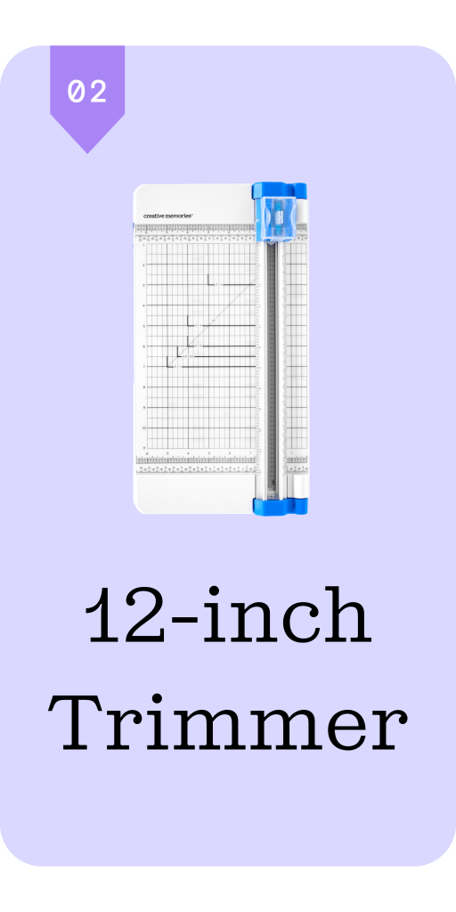 12-inch trimmer with a grid guide on a purple background