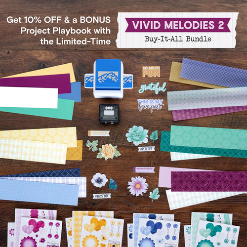 Vivid Melodies Buy It All papers, stickers, and punches